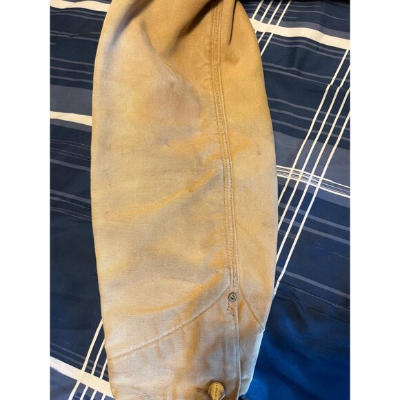 VTG Carhartt Barn Chore Tan Jacket Blanket Lined Work Coat HD Canvas Mens - Picture 14 of 16